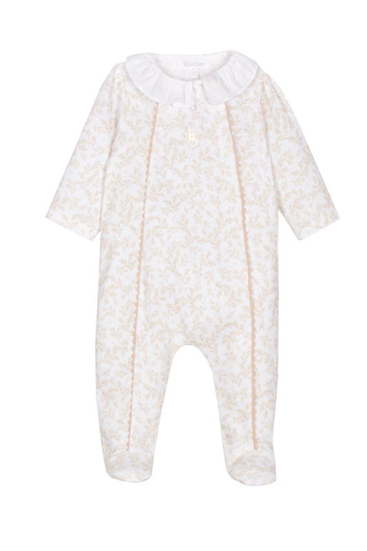 Patachou Baby Pink Soft Knit Toile Babygrow  | Toile Babygrow With Peter Pan Collar (1-6 Months)