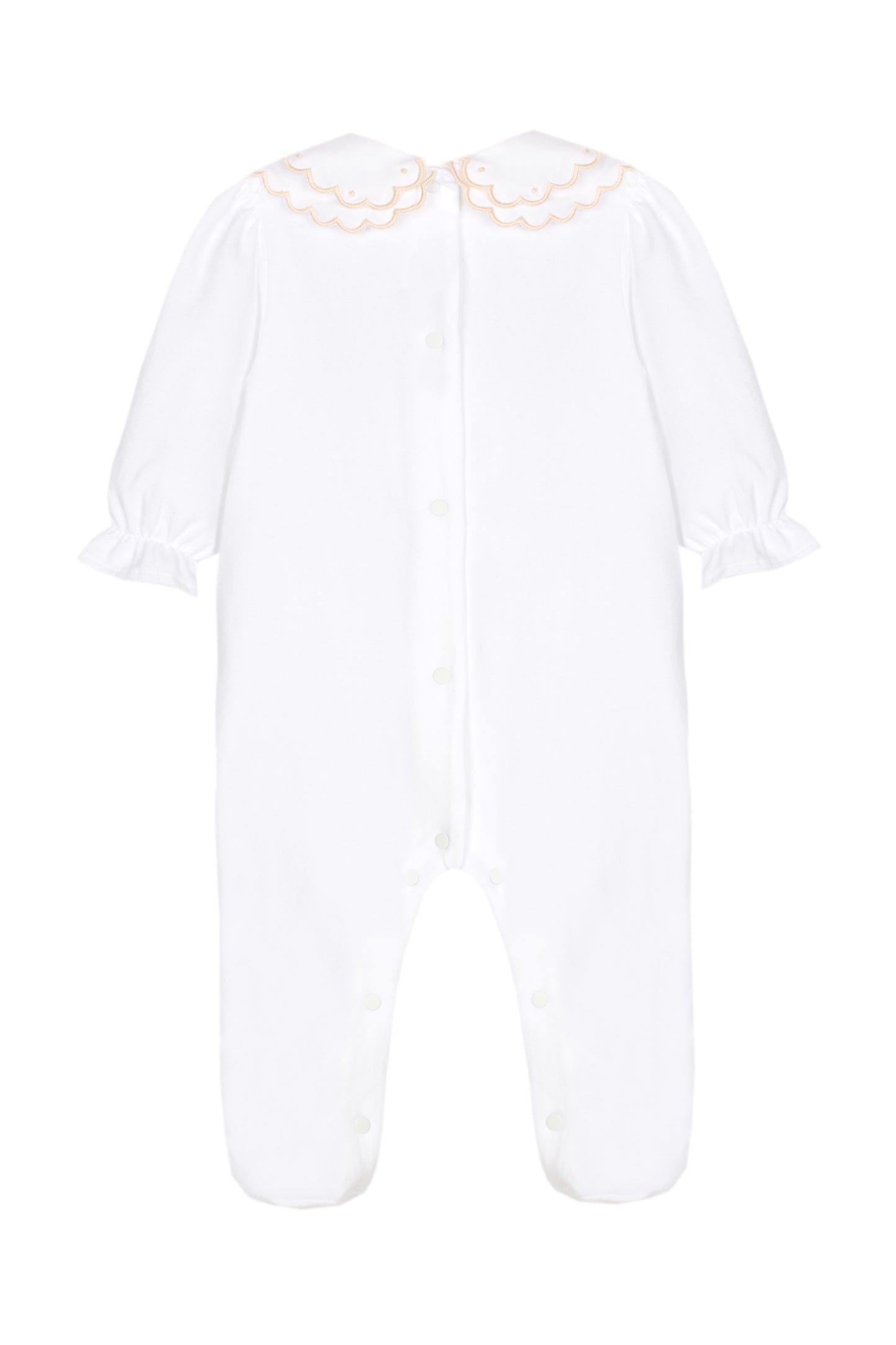 Patachou Camel Toile Teddy Babygrow  | Teddy Bear Detail Babygrow With Scallop Collar (1-6 Months)