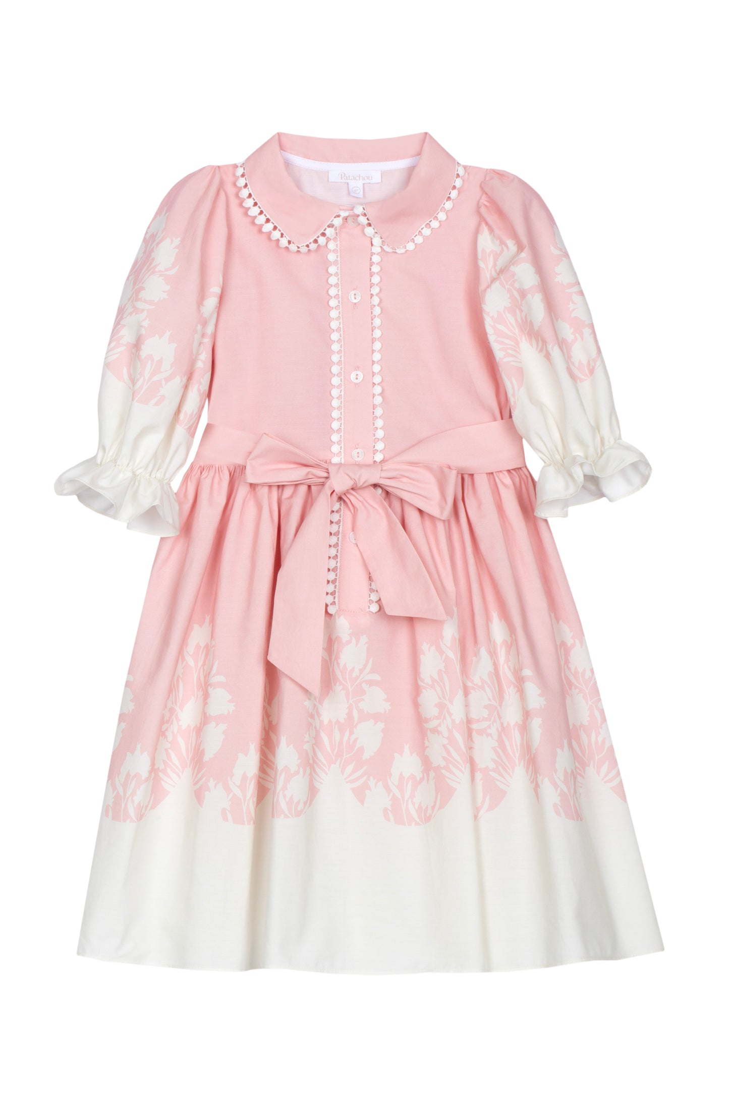 Patachou Girls Pink & White Floral Summer Dress  | Pink & White Summer Dress With Bow Detail(6-12 Years)