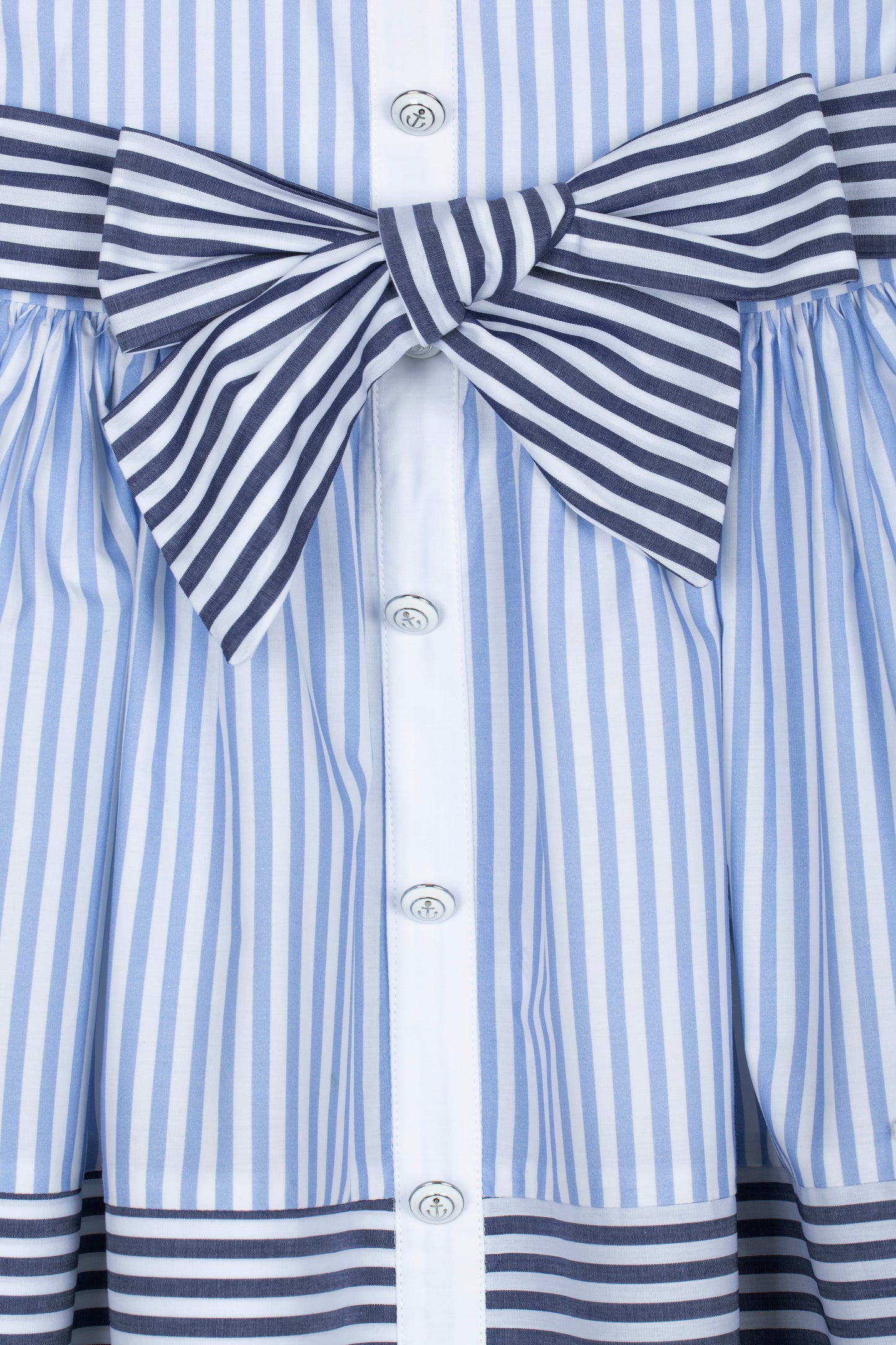 Patachou Girls Navy 'St Tropez' Summer Dress  | Navy & Blue Stripe Summer Dress With Bow Detail (4-10 Years)