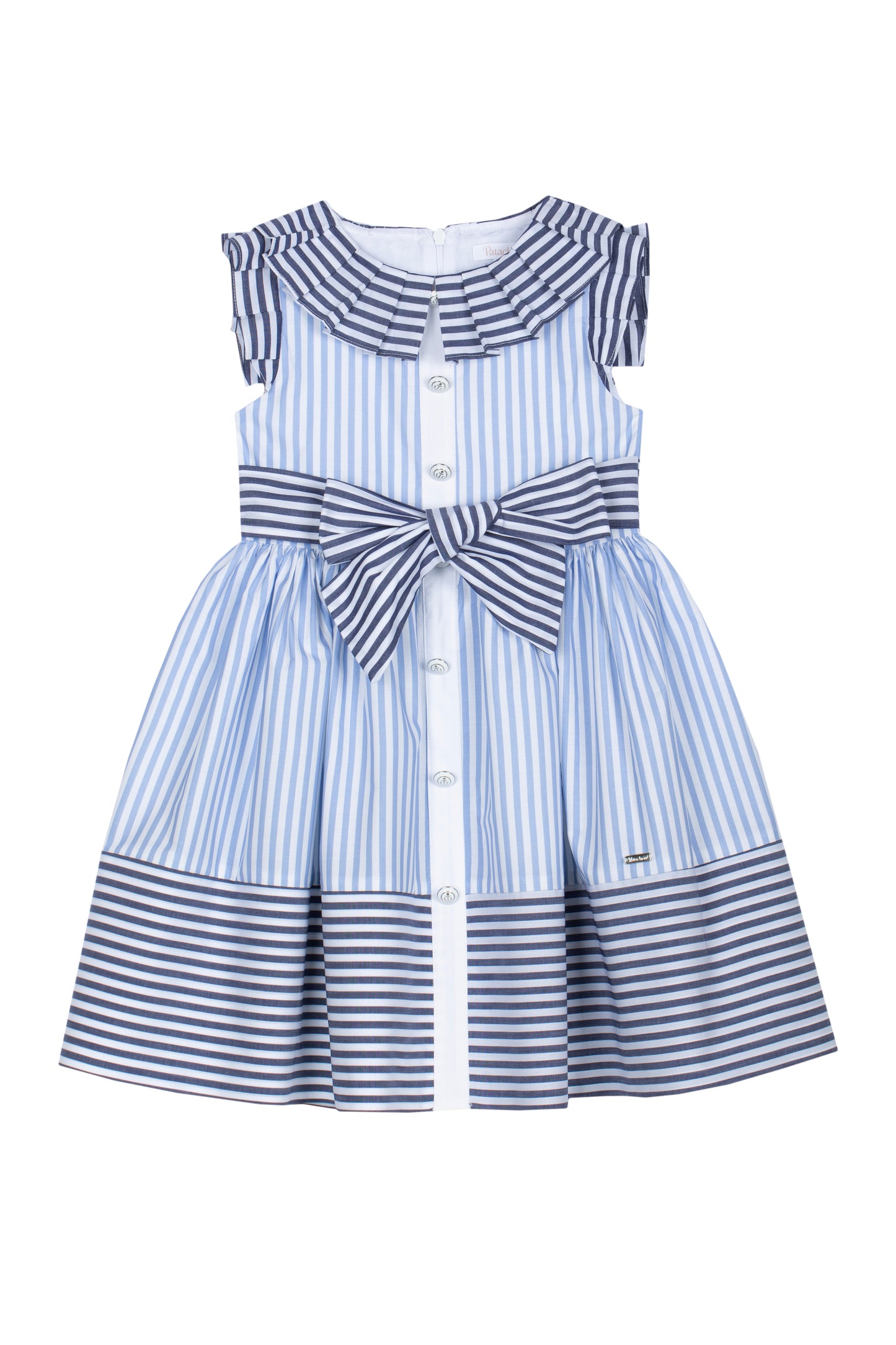Patachou Girls Navy 'St Tropez' Summer Dress  | Navy & Blue Stripe Summer Dress With Bow Detail (4-10 Years)