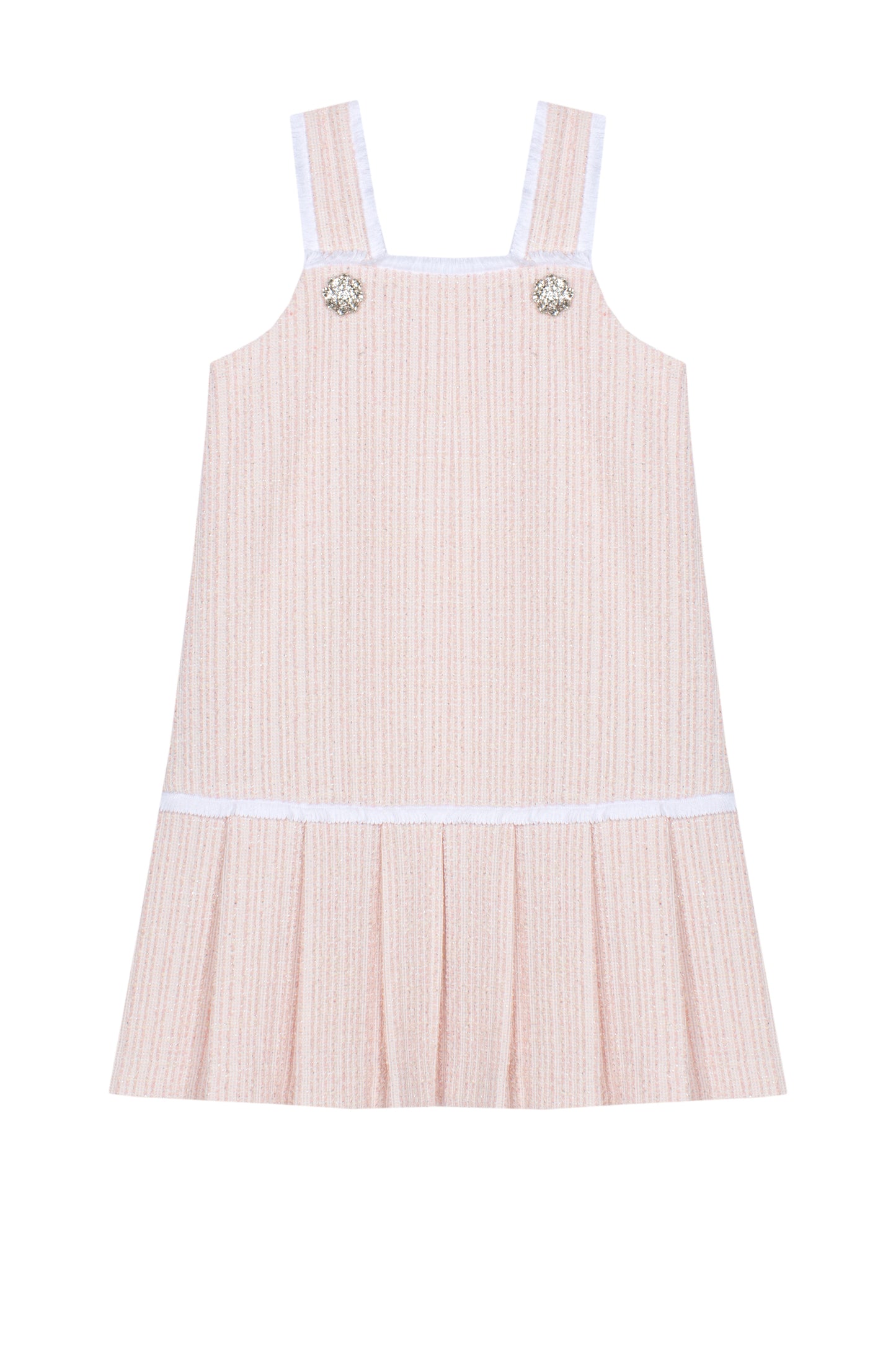 Patachou Girls Blush Pink Tweed Textured Dress  | Blush Pink Inspired Summer Dress (6-10 Years)