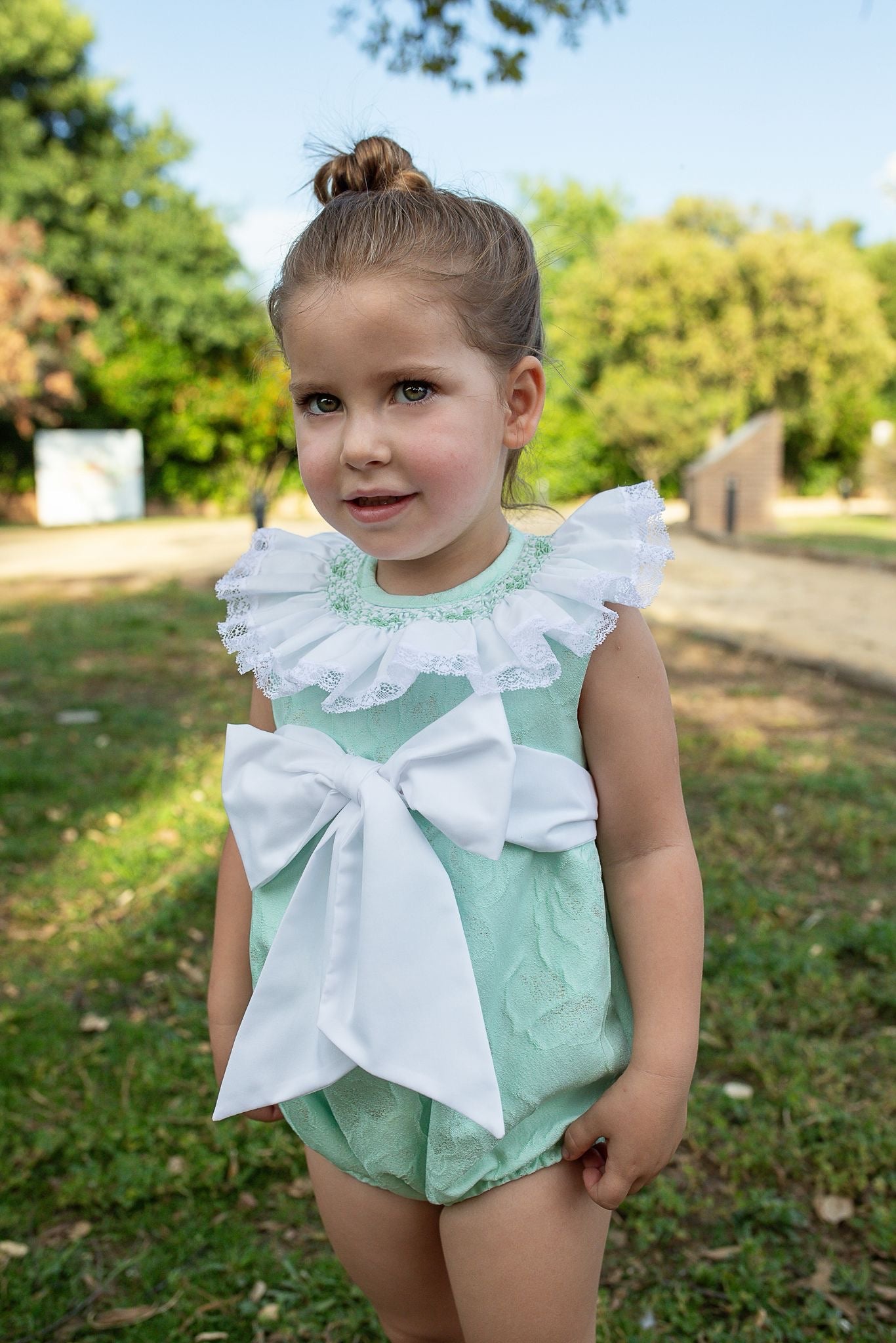 Naxos Baby Girls Pastel Green Romper | Garden Party Summer Romper (6-18 Months)