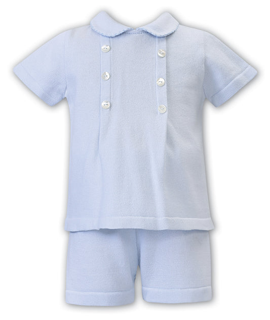 Sarah Louise Baby Boys Knit Blue 2-Piece Short Set