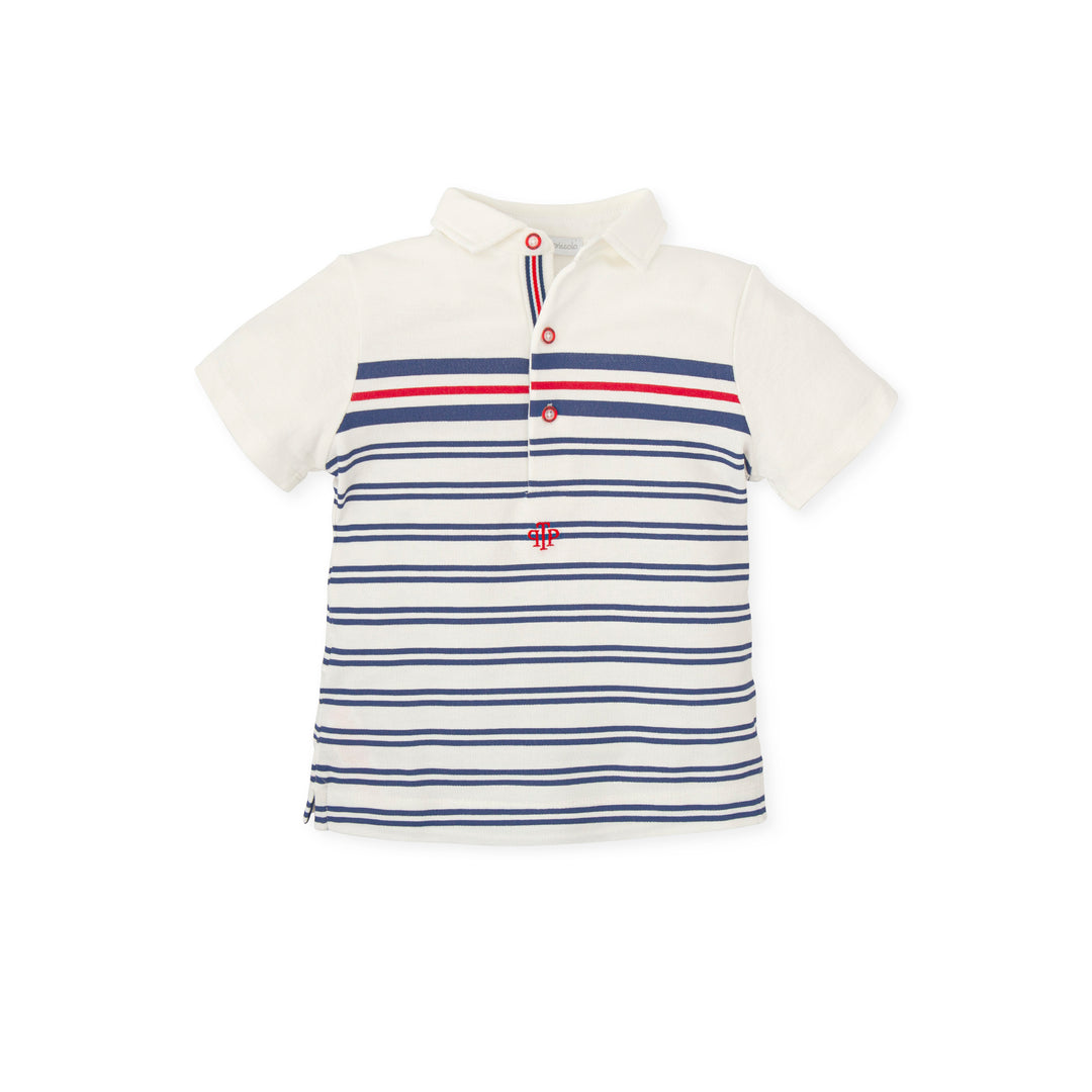 Tutto Piccolo Boys Navy, White & Red Nautical Short & Polo Shirt Set