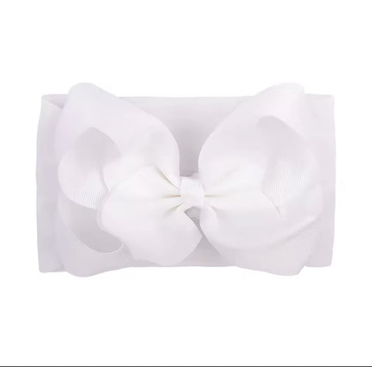 Little Stars ‘White’ Large Bow Baby Headband