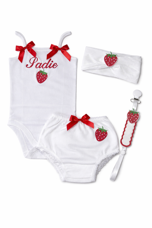 Handmade Strawberry 4 Piece Vest Set
