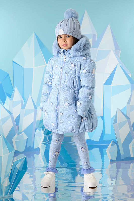 Adee 'POLLY' Adee On Ice Iced Blue Diamond Print Coat