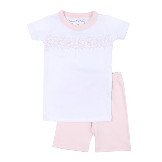 Girls Abby and Alex Infant/Toddler Smocked Shorts Set Pink