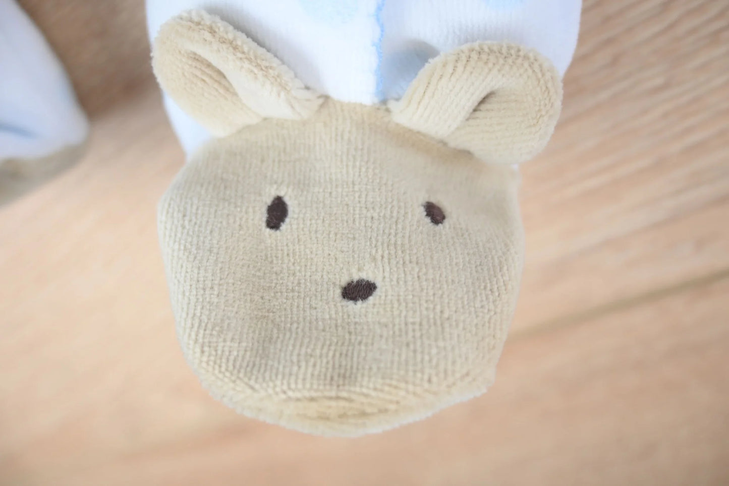 Pex White/Baby Blue Teddy Spot Sleepsuit | Prem to 3-6M