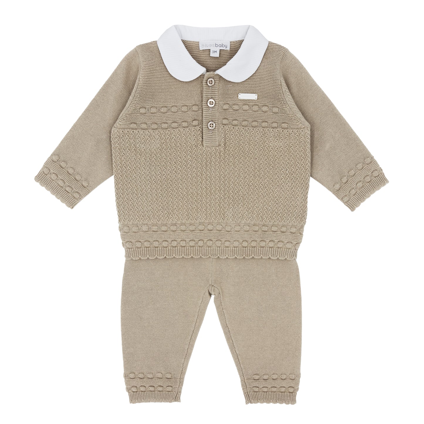 Blues Baby Boys Beige Knitted 2 Piece Set