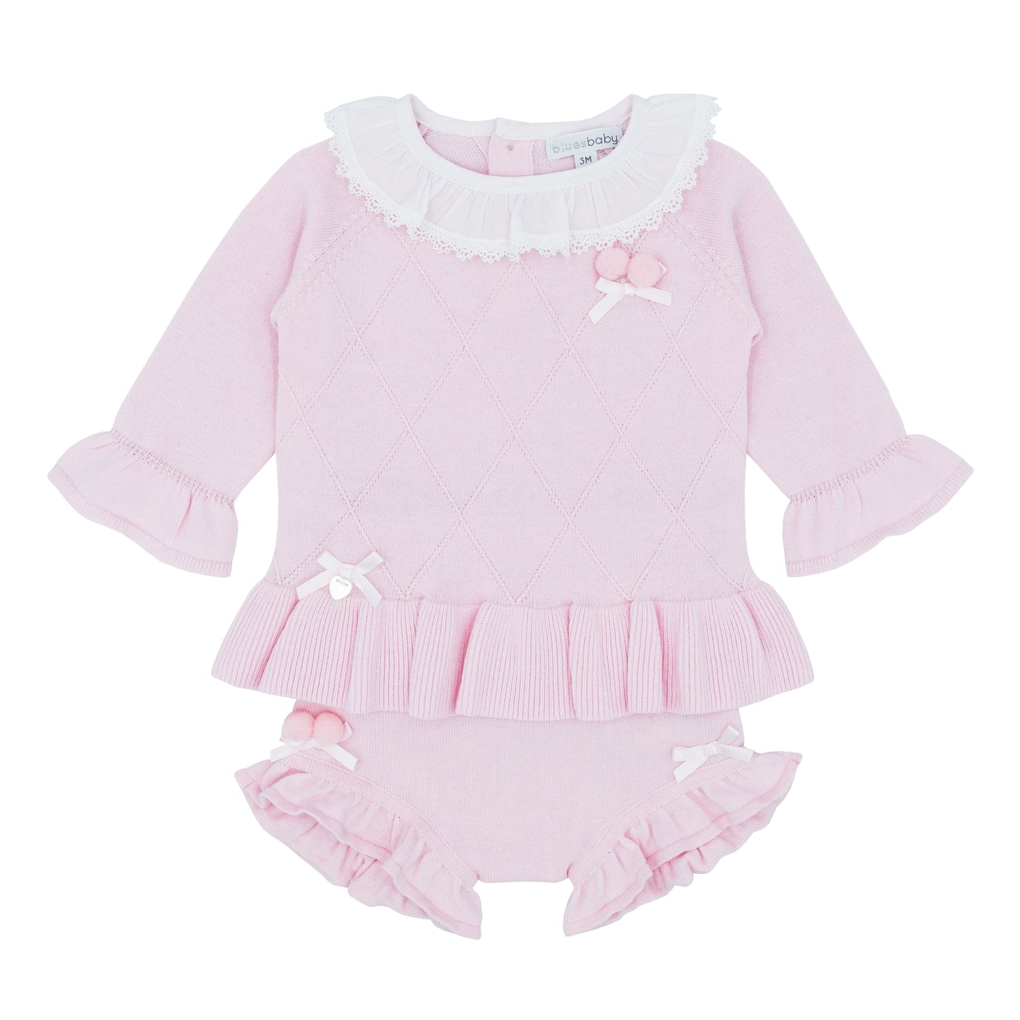 Blues Baby Girls Pink Knitted Bloomer Set