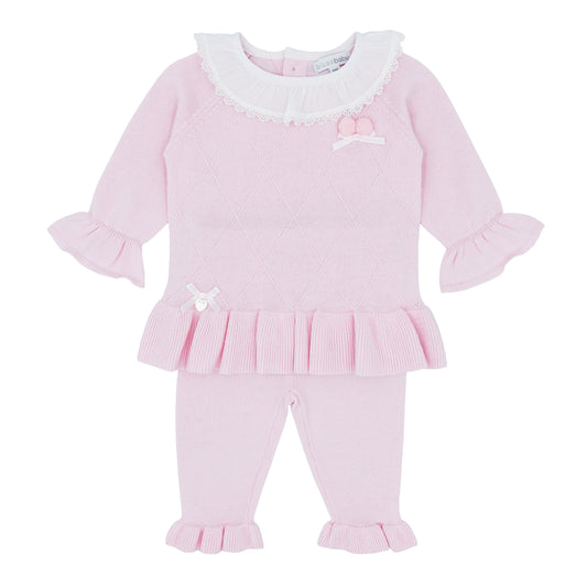 Blues Baby Girls Pink Knitted 2 Piece Tunic Set