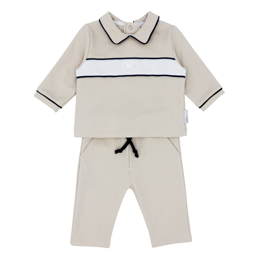 Blues Baby Boys Beige 2 Piece Jog Set