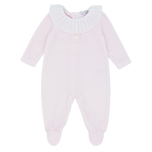 Blues Baby Girls Pink Velour Babygrow