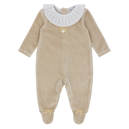 Blues Baby Girls Caramel Velour Babygrow