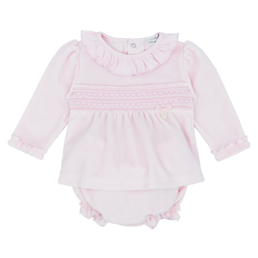 Blues Baby Girls Pink Velour Jam Pant Set