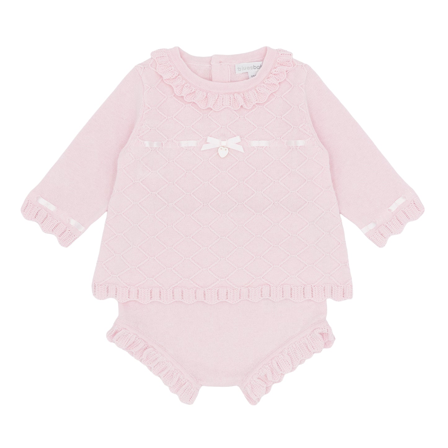 Blues Baby ‘Lovissa’ Girls Pink Knitted Jam Pant Set| Soft Pink(1M-24M)
