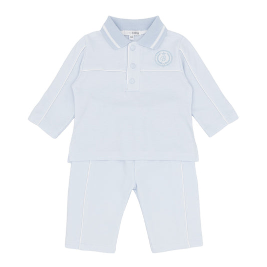 Blues Baby ‘Hammel’ Boys Blue Polo Set| Soft Blue 12M-4Y)