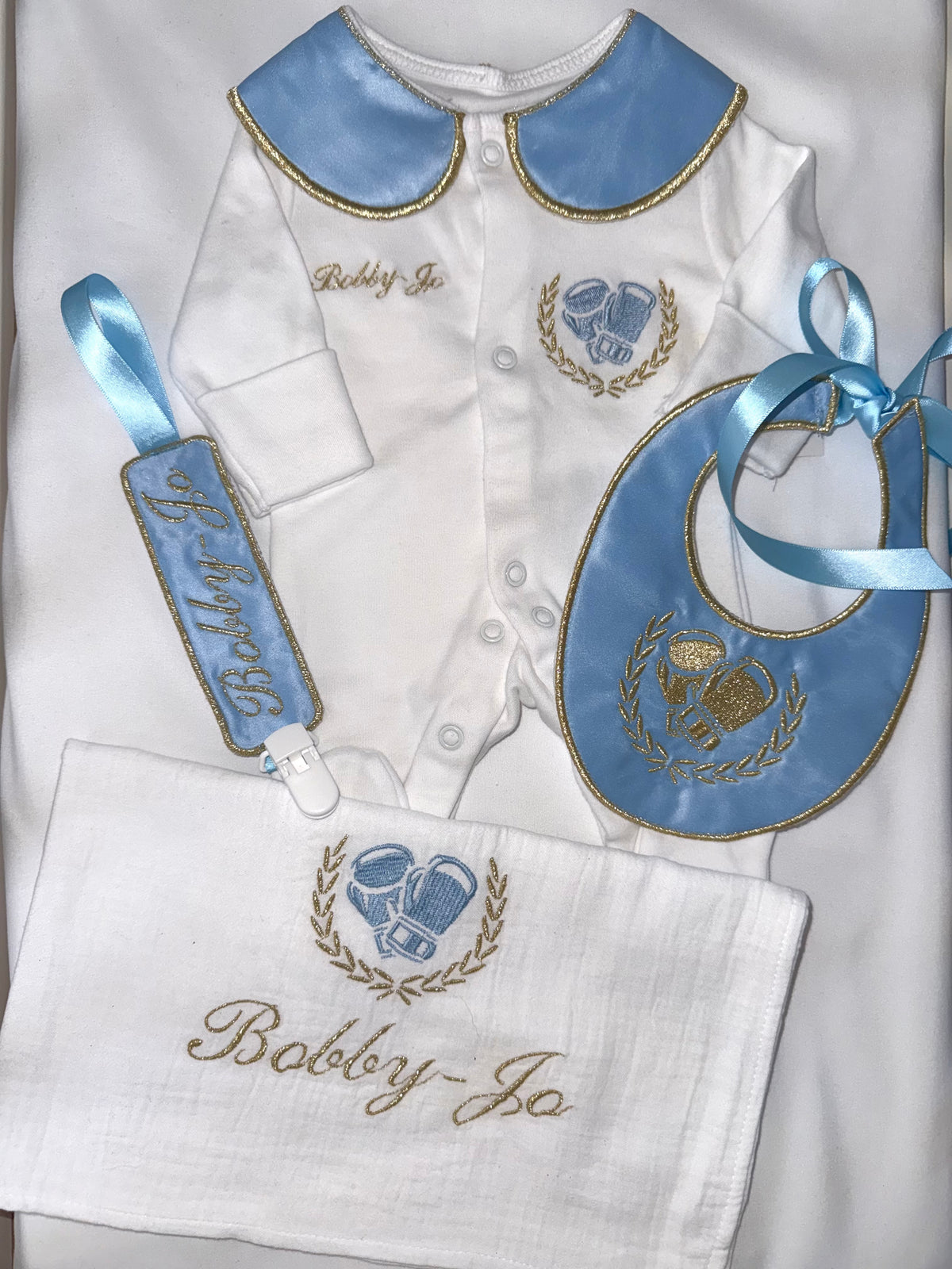 MADE TO ORDER  The Little Champion Luxe Set | Personalised Baby Boy Gift Set