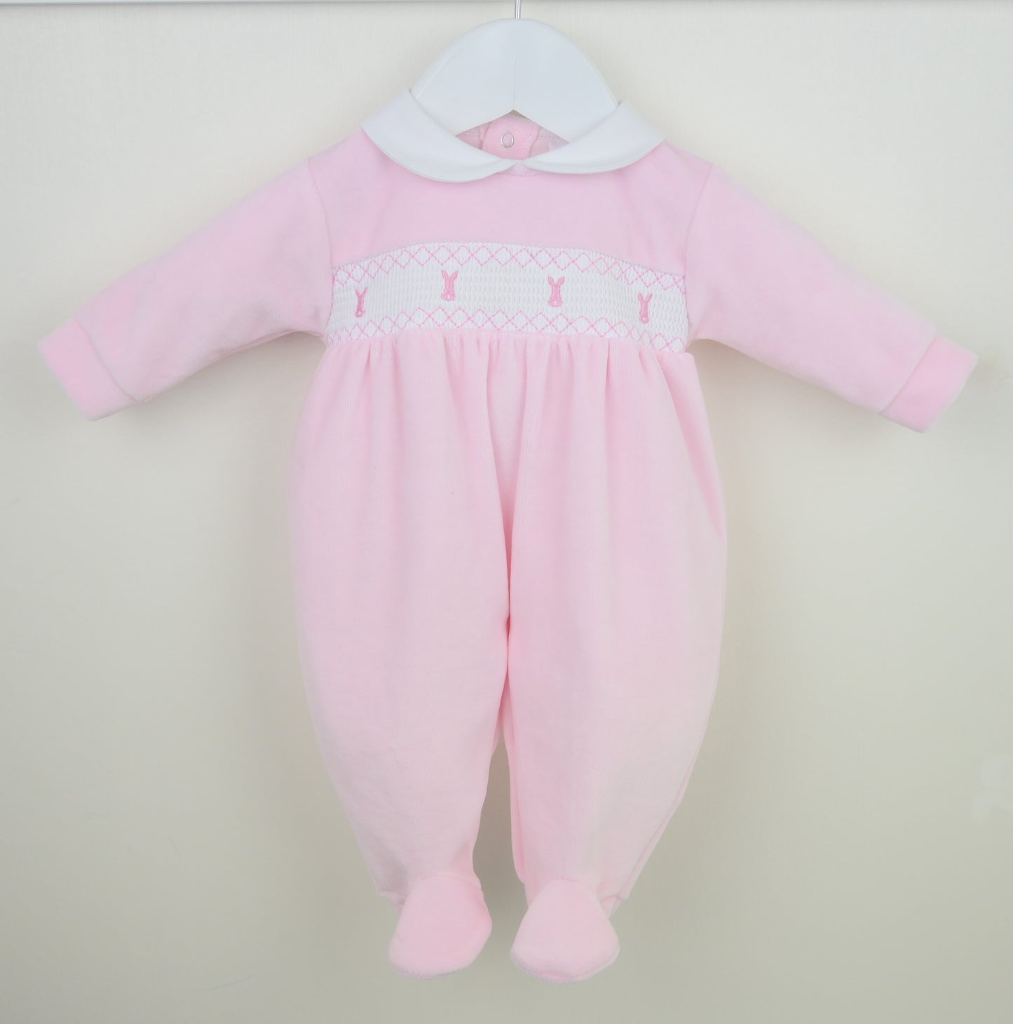 SS25 Pex "Bunny" Velour Pink Sleepsuit