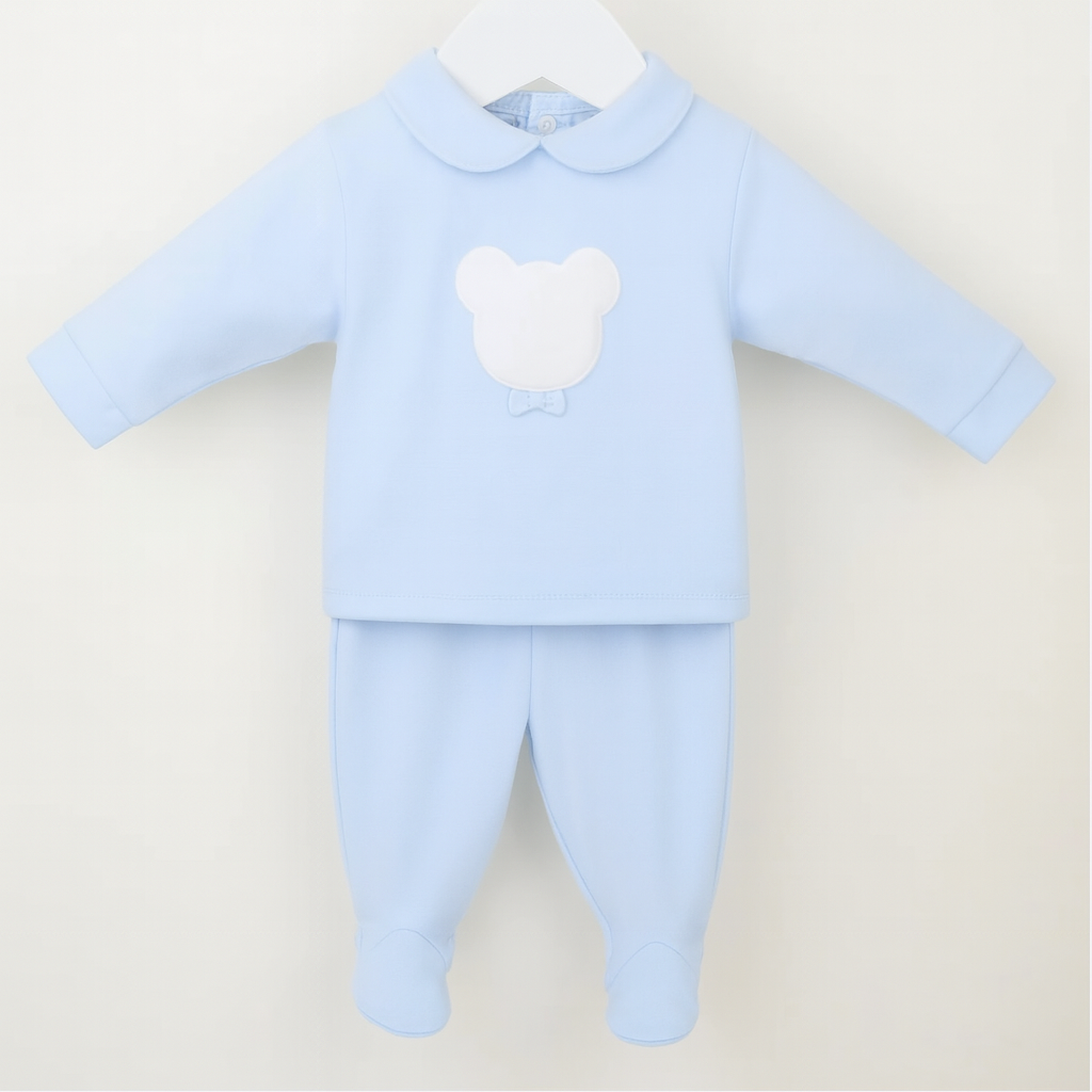 Pex Blue Baby Teddy Bear Loungewear Set | NB to 6-9M