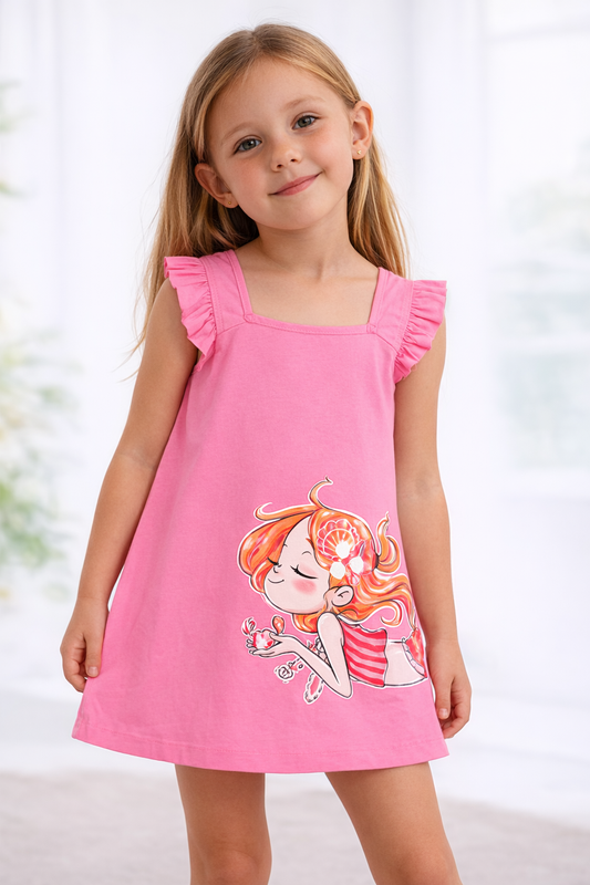 Pre-order Mayoral Girls Pink Flounces Dress | A-Line Dress (5–10 Years)