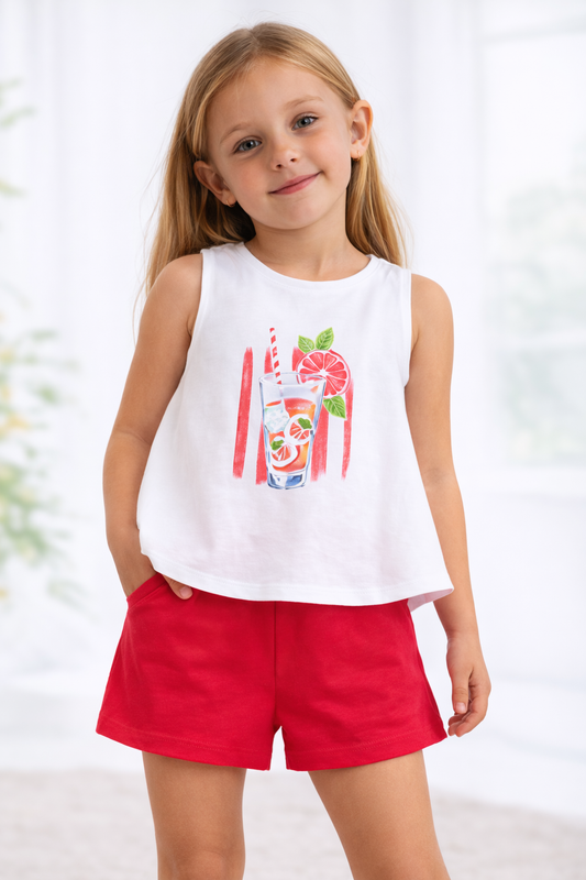 Pre-order Mayoral Girls Persimmon Shorts Set | 2-Piece Shorts Set (5–10 Years)