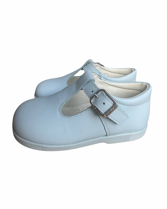 SS25 Andanines Baby Blue Leather T-Bar Rubber Sole