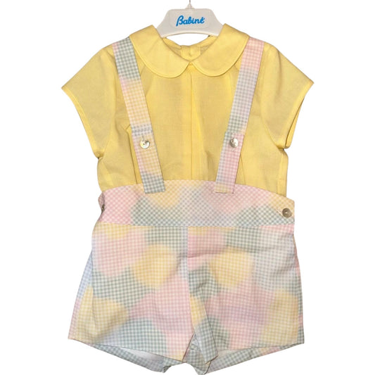 Babine Boys Lemon 'Pastels Abstract' Two Piece Shorts Set with Straps