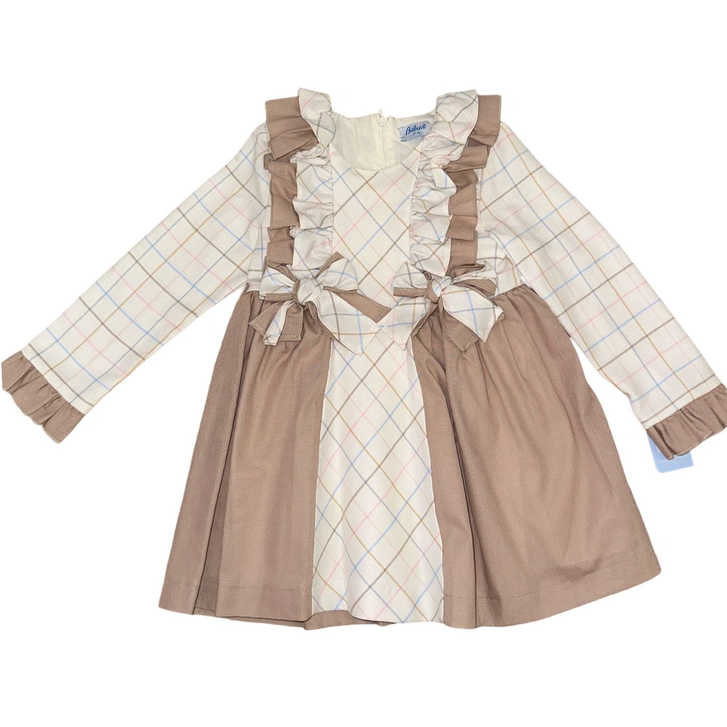 AW24 Babine Girls Cream Check Dress