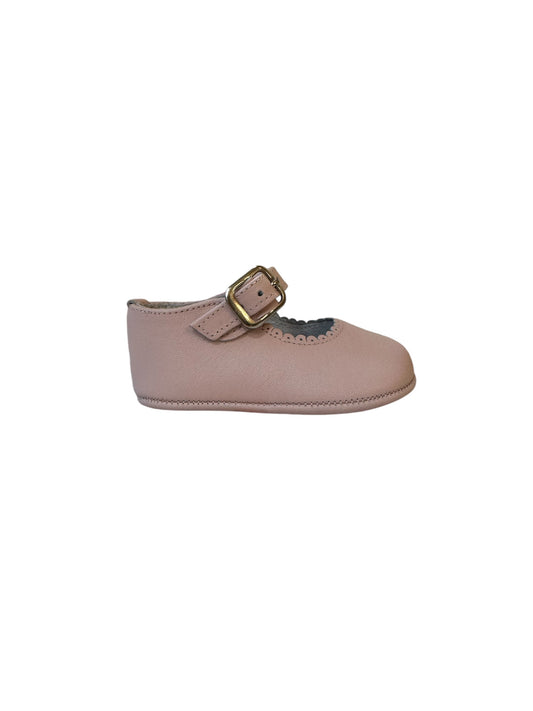 Andanines Girls Soft Sole Leather Mary Janes Baby Pink