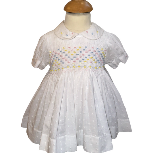Naxos White and Pastel Smock Dress