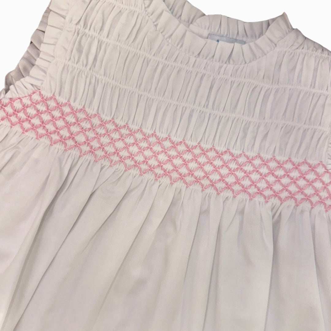 Sardon White Dress with Pink Smock