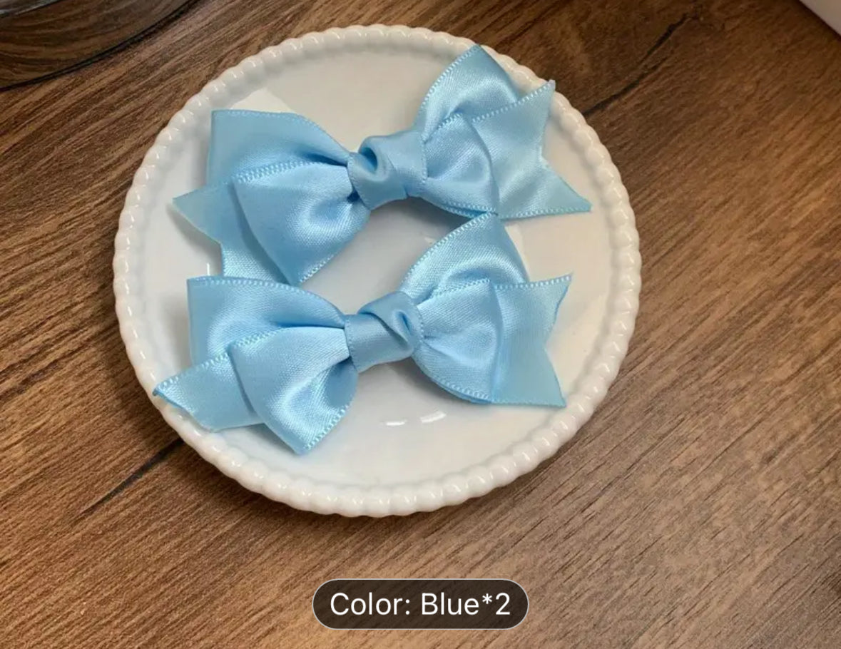 Little Stars ‘Baby Blue’ Satin Hair Bow Pair