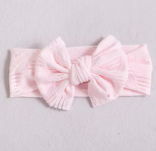 Little Stars ‘Baby Pink’ Lace Baby Bow Headband