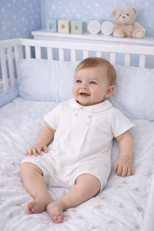 Pex Smocked Ivory Romper | Newborn to 18-24M