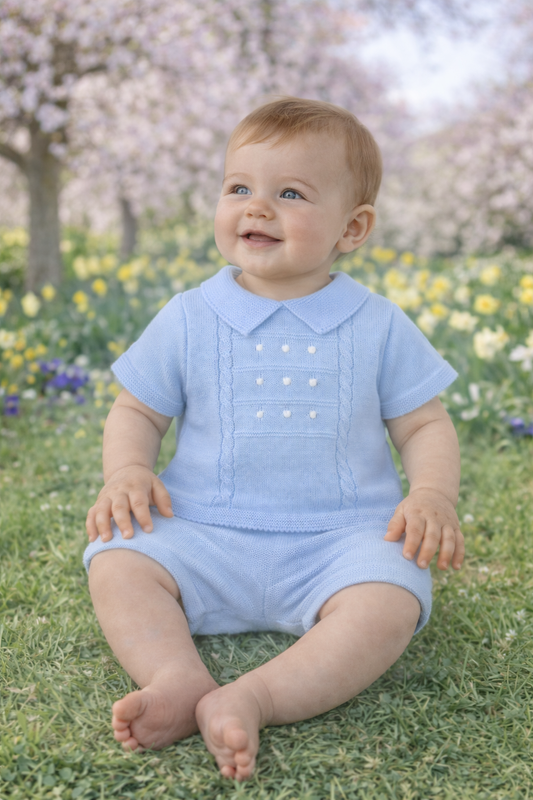 Pex Thomas Blue/White Shorts Set | Newborn-18-24M