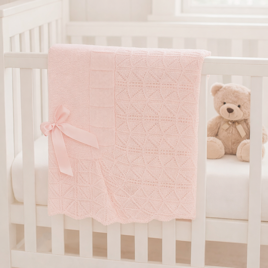 Little Stars Pink Blanket with Bow