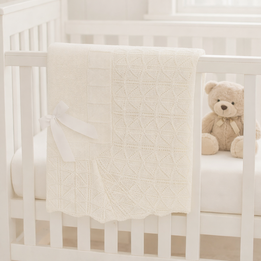 Little Stars White Blanket with Bow