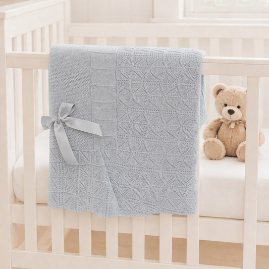 Little Stars Grey Blanket with Bow
