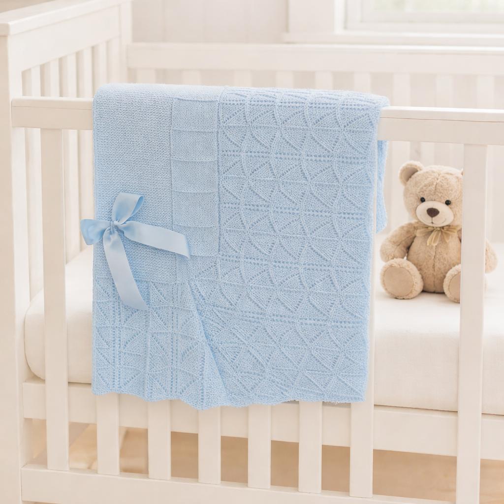 Little Stars Blue Blanket with Bow