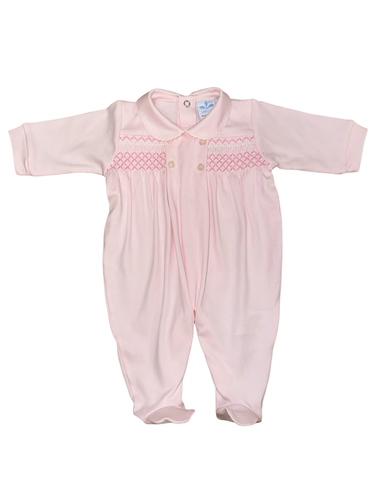 Sardon Baby Girls Pink Smocked Babygrow