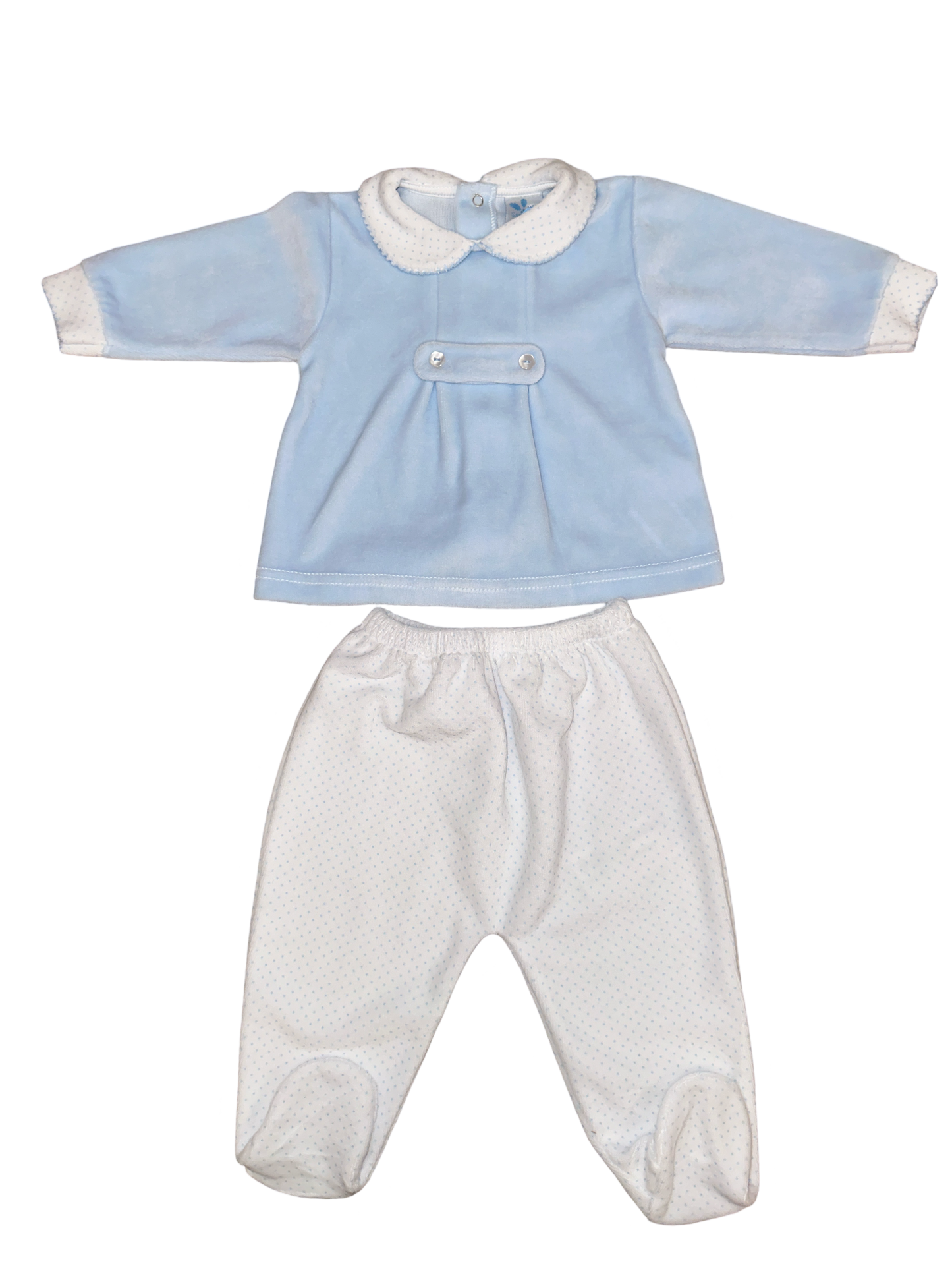 Sardon Baby Boys Velour 2 Piece Footie