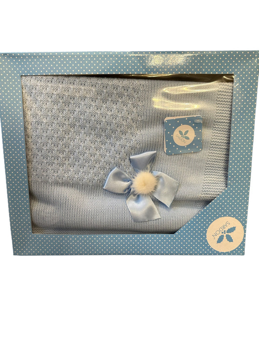 Sardon Baby Blue Pom Pom Blanket