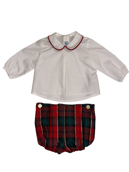 AW24 Babine Baby Boys Christmas Collection Red, Green & Gold Knicker Shorts Set