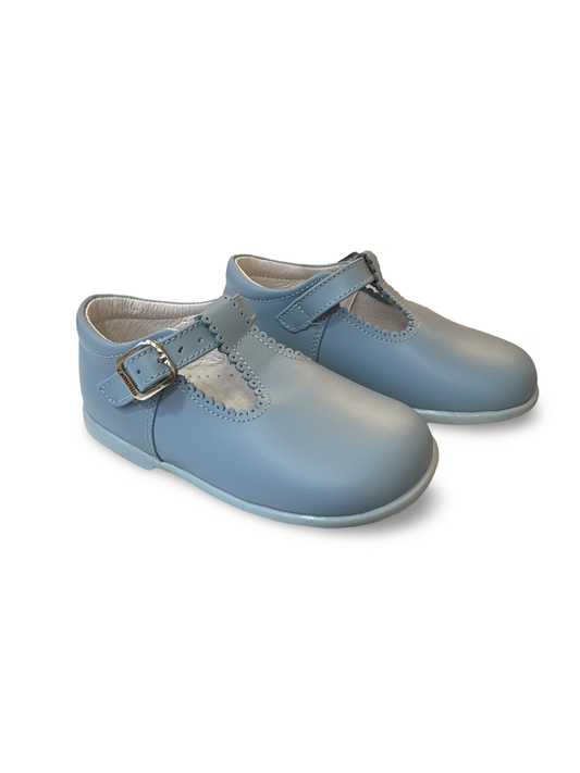 Caminito Toddler Baby Blue Leather T Bar Shoe