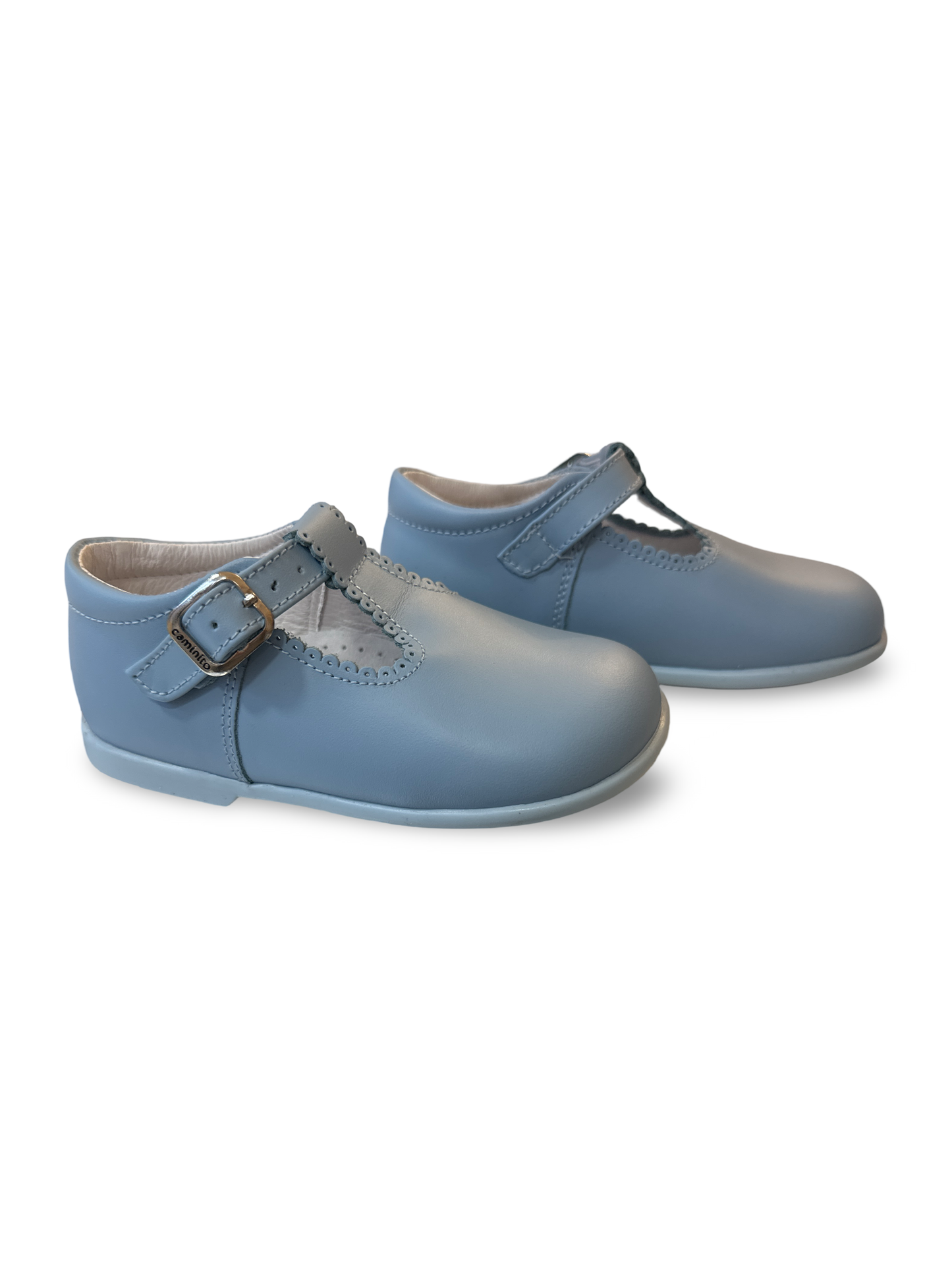 Caminito Toddler Baby Blue Leather T Bar Shoe