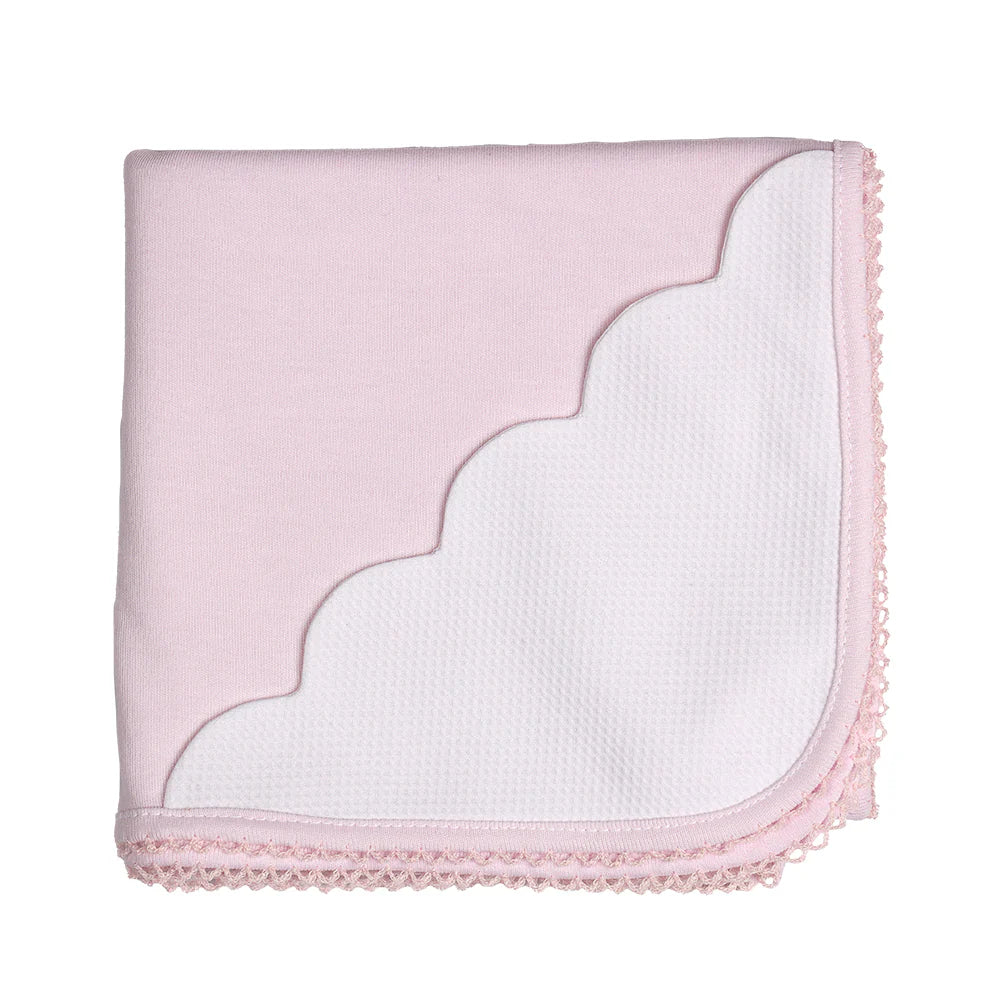 Baby Gi Pale Pink & White Scallop Edge Wrap