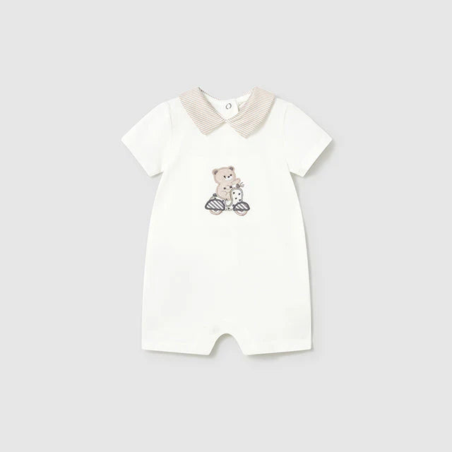 Mayoral Baby Boy Teddy Embroidered Romper | Teddy Embroidered Romper (0M–18M)